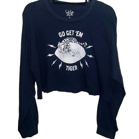Chaser crop fit Tiger Football Camp Sweatshirt Mood Indigo Size Smsll - Picture 3 of 7